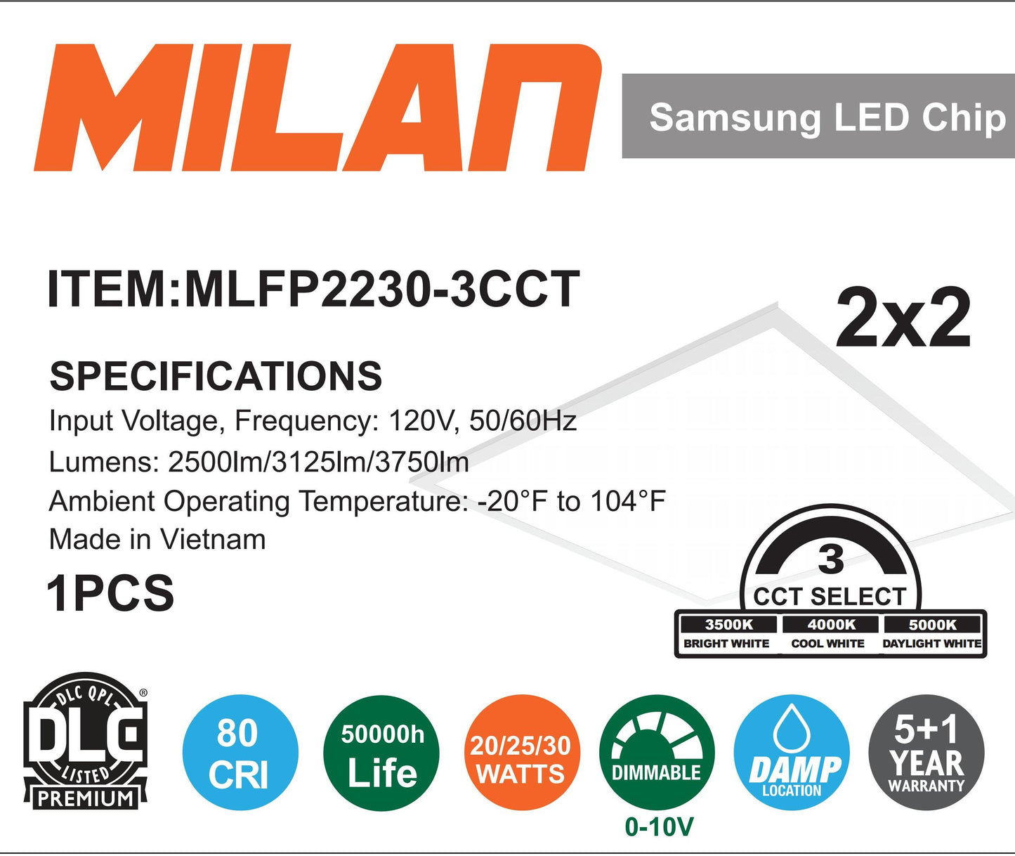 2x2 LED Back-Lite Panel Samsung LED Chip