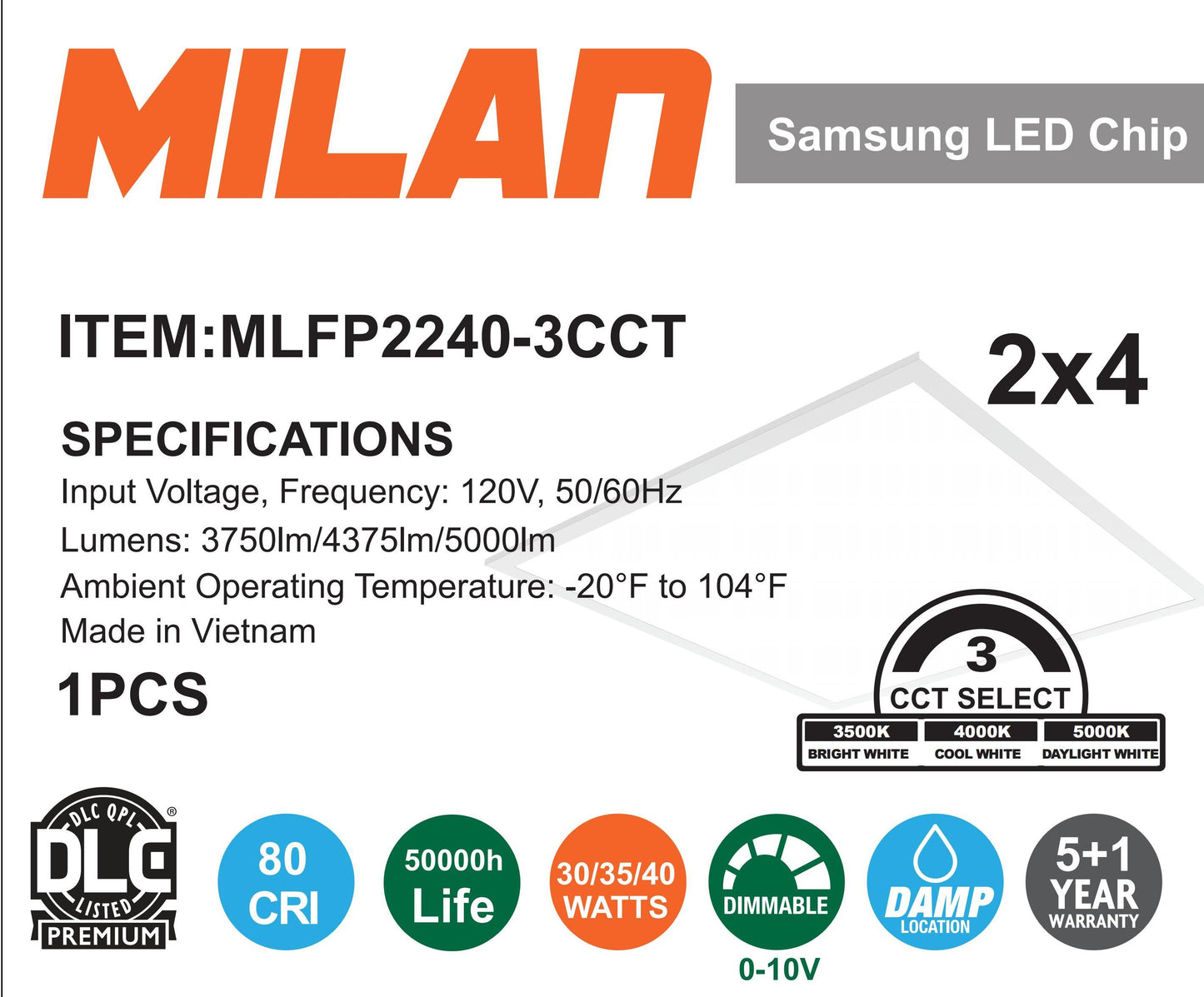 2x4 LED Back-Lite Panel Samsung LED Chip