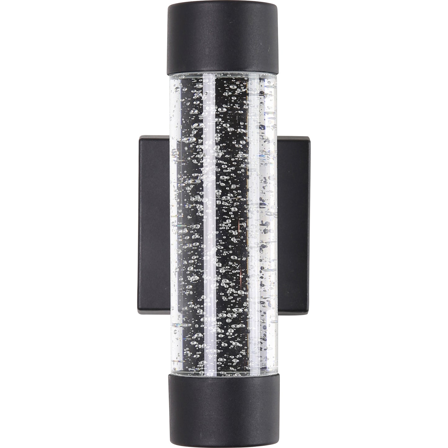 12-Inch LED Cylinder Outdoor Up & Down Wall Sconce, Clear Acrylic Cylinder