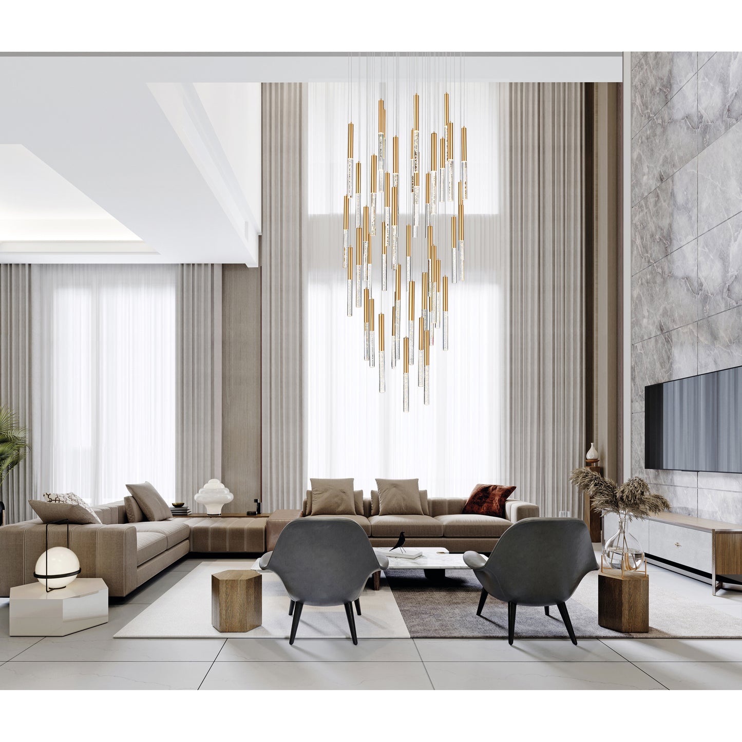 32" Dragonswatch LED Integrated Chandelier with Satin Gold Finish