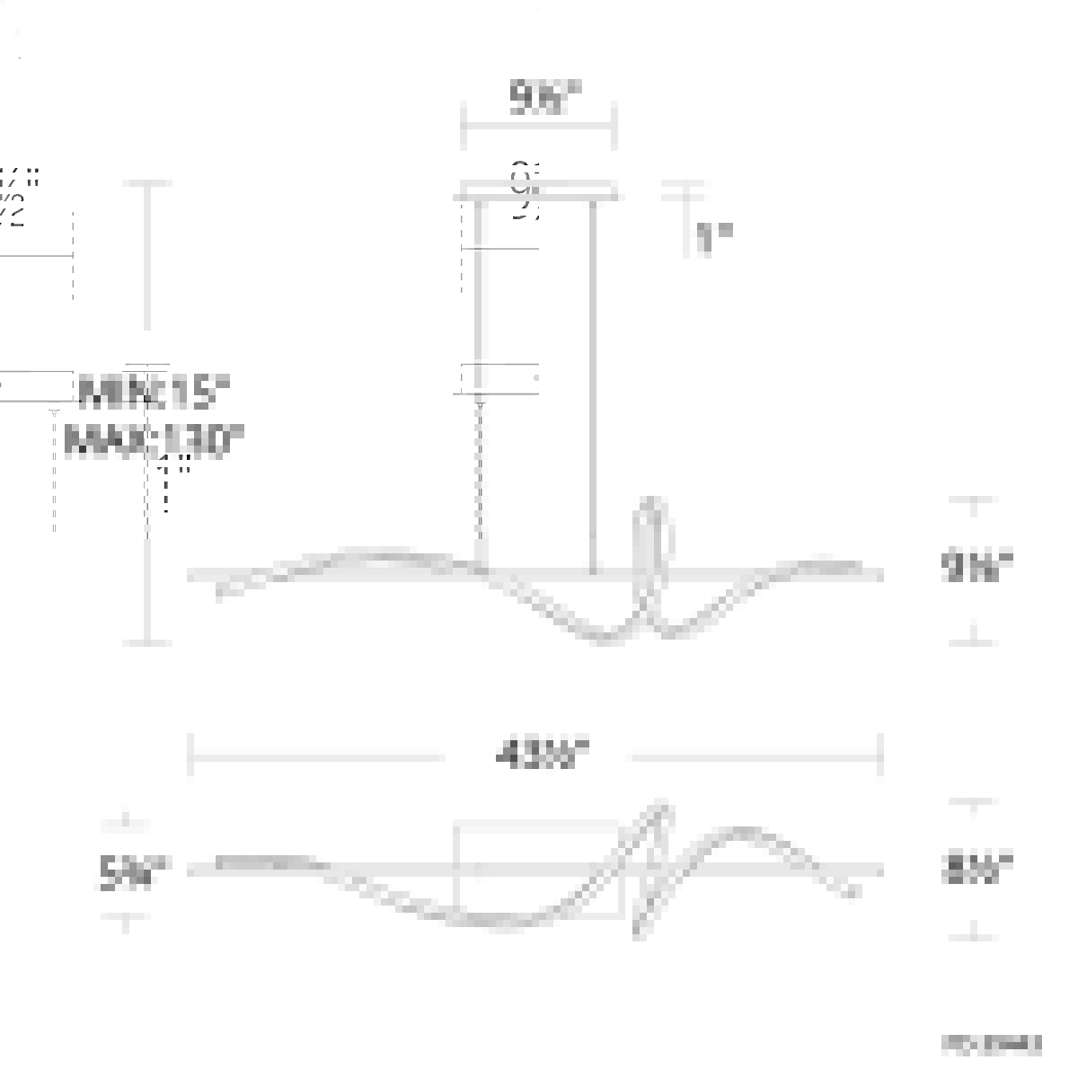 43.5" Corkscrew Pendant 4CCT BK