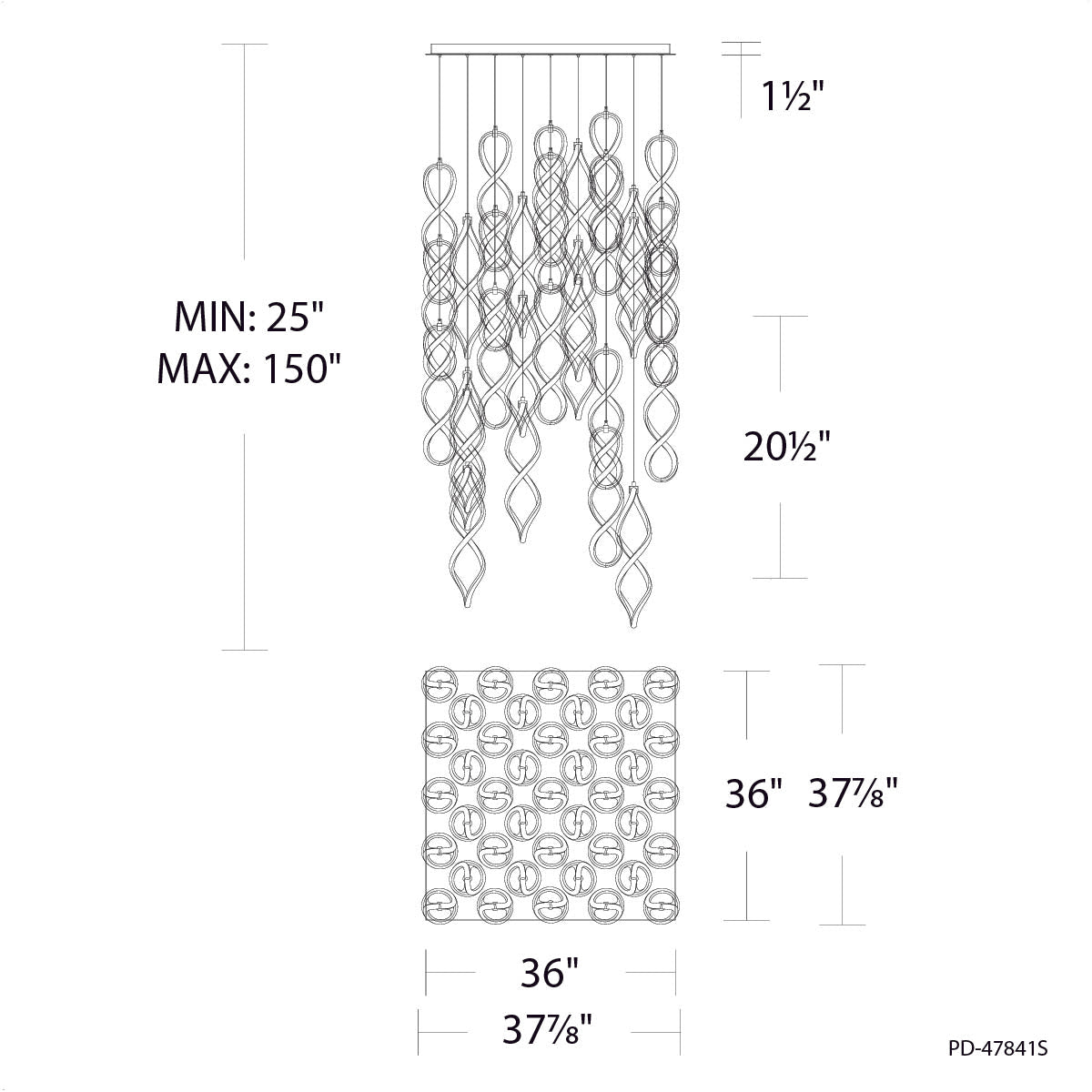 21 Lights Interlace Square Multi Light 4CCT